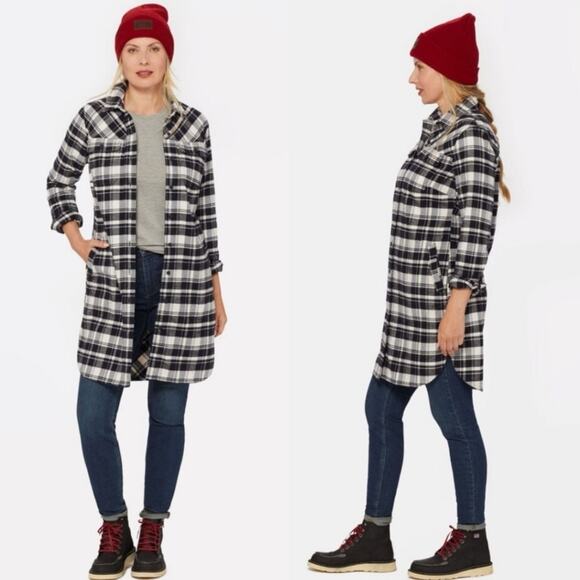 NWT Duluth Trading Co Plaid Folklore Flannel Duster - Picture 1 of 8